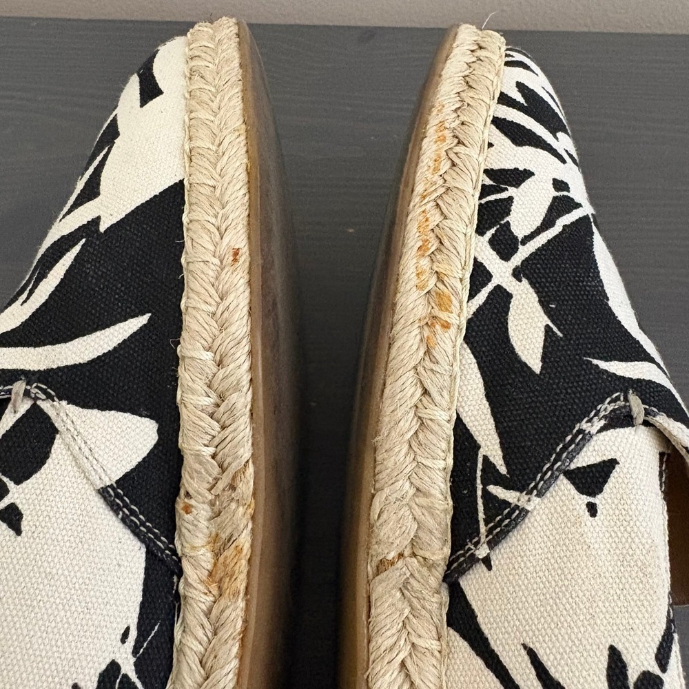 M.Gemi Espadrilles Agio 39.5 Black White Tropical Floral Print Slip On Loafers - Picture 4 of 14